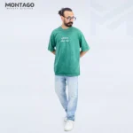 تيشيرت أوفر سايز رجالي بطبعة Never Give Up - مونتاجو وير