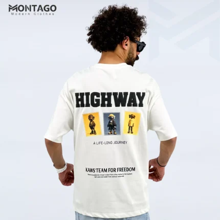 تيشيرت أوفر سايز ياقة رجالي بوليفار مطبوع 118173 -HIHWAY